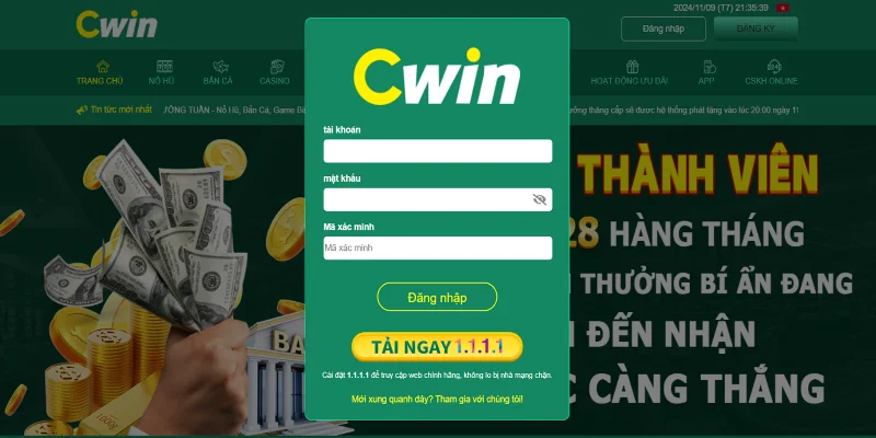 Đăng nhập Cwin với một vài lưu ý quan trọng